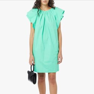 TELA BUONO MINI COTTON POPLIN SHIFT DRESS IN GREEN. Size Small. Retail $350.